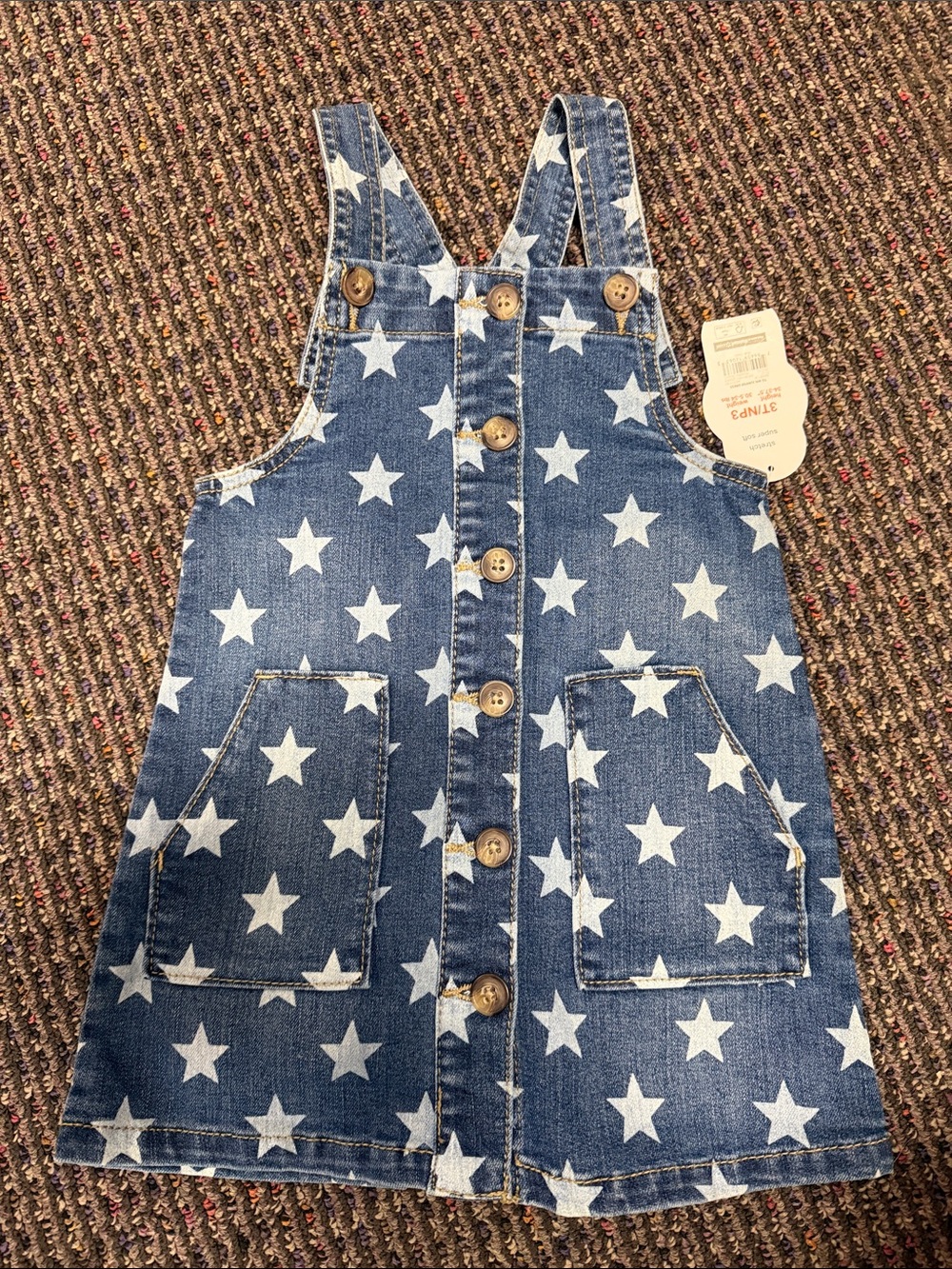 Kids Star Print Denim  Dress - size 3T